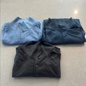 Lululemon Athletica Button Down Shirts lot of 3, Black and Blue shirts